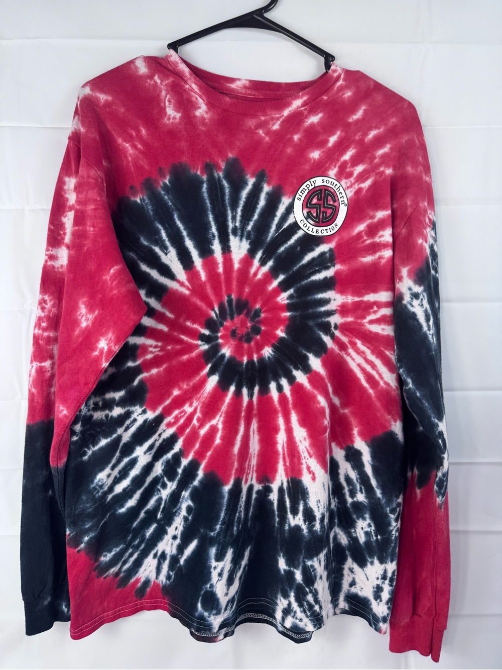 Simply Southern Large Christmas Dog Tie Dye Long Sleeve Graphic Shirt